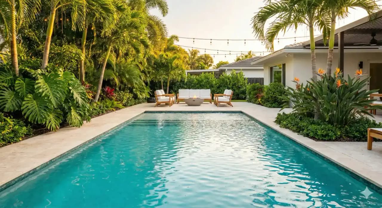 Clear residential pool ready for weekly service